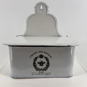 L'hotel Des Royales Paris Hanging White Enameled Hinged‎ Metal Box